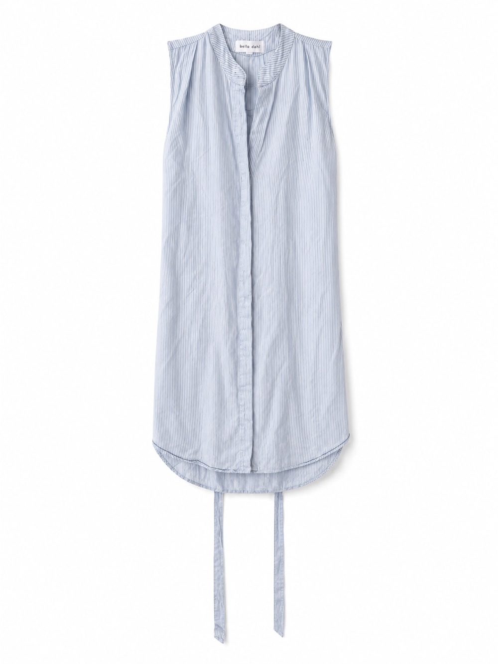 Bella Dahl Blue & White Striped Sleeveless Shirt Dress XS Tie Waist